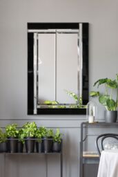 MirrorOutlet Aston Black All Glass Small Mirror 91 x 61 CM - Size: 1 Pack