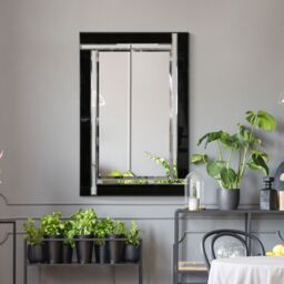 MirrorOutlet Aston Black All Glass Small Mirror 91 x 61 CM - Size: 1 Pack - thumbnail 6
