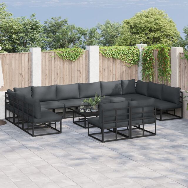 Berkfield Home Garden Sofa Set 13 pcs Black 70 x 70 x 32 cm Aluminium - image 1