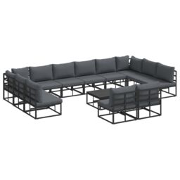Berkfield Home Garden Sofa Set 13 pcs Black 70 x 70 x 32 cm Aluminium - thumbnail 2