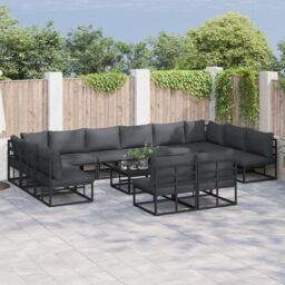 Berkfield Home Garden Sofa Set 13 pcs Black 70 x 70 x 32 cm Aluminium - thumbnail 1