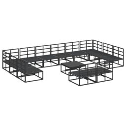 Berkfield Home Garden Sofa Set 13 pcs Black 70 x 70 x 32 cm Aluminium - thumbnail 6