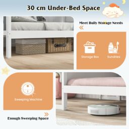 Gymax Single House Bed Frame with Desk Kids Bed with Roof Canopy & 2 Drawers in White - thumbnail 5