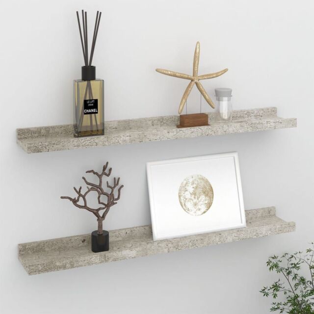 Berkfield Home Wall Shelves 2 pcs Concrete Grey 60x9x3 cm - Size: 60 x 9 x 3 cm - image 1