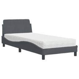 Berkfield Home Bed with Mattress Dark Grey Single Velvet - thumbnail 2