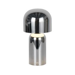 Lighting Collection Portable LED Mushroom Table Lamp Chrome in Silver - thumbnail 2