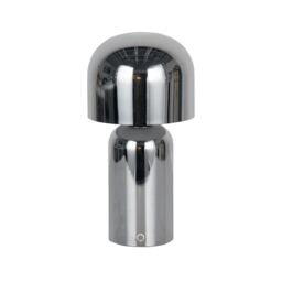 Lighting Collection Portable LED Mushroom Table Lamp Chrome in Silver - thumbnail 3