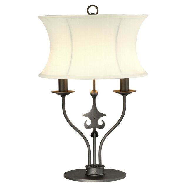 Loops Table Lamp White Shade Black Steel 2 Bulb Lamp Shade Graphite LED E14 60W