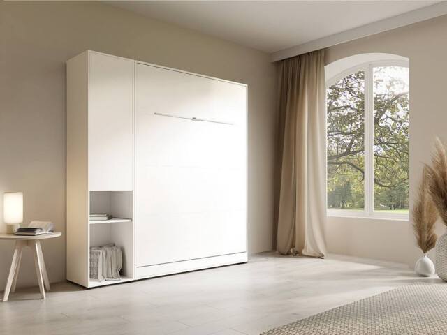 Vente-unique Storage Column for Wall Bed - With Shelf - 1 Door & 2 Open in White - image 1