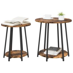 Berkfield Home Side Table 2 pcs Smoked Oak Engineered Wood & Metal in Brown - thumbnail 3