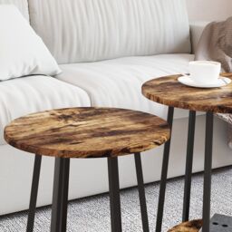 Berkfield Home Side Table 2 pcs Smoked Oak Engineered Wood & Metal in Brown - thumbnail 4