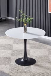 Living and Home 3-piece Set of Round Dining Table & 2 Tufted Dining Chairs Round Coffee Table Set in Black - thumbnail 4
