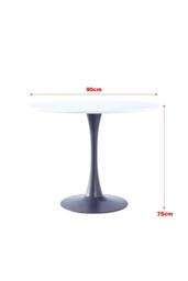 Living and Home 3-piece Set of Round Dining Table & 2 Tufted Dining Chairs Round Coffee Table Set in Black - thumbnail 6