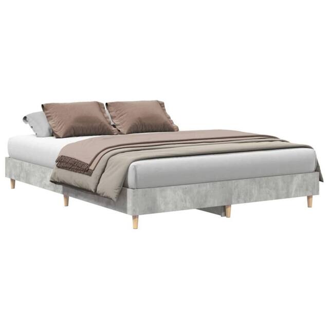 Berkfield Home Bed Frame No Mattress Concrete Grey 150x200 cm King Size Wood - image 1