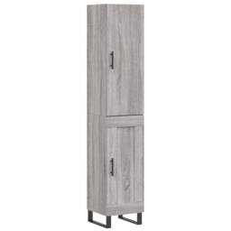 Berkfield Home Highboard Grey Sonoma 34.5x34x180 cm Engineered Wood - thumbnail 3