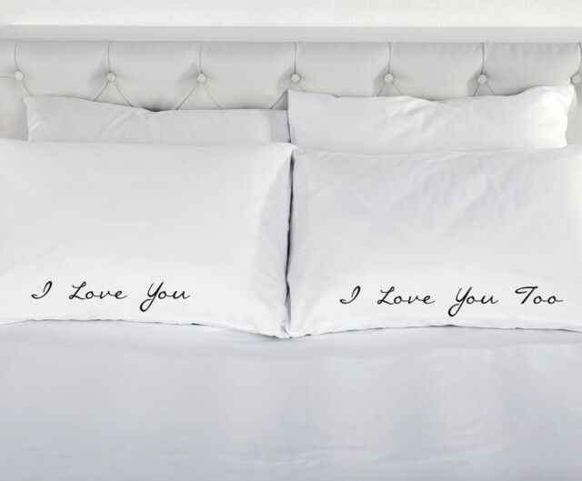 60 SECOND MAKEOVER I Love You I Love You Too Pair of pillowcases in White
