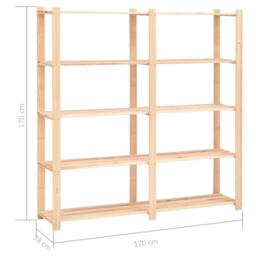 Berkfield Home Durable 5-Tier Storage Rack 170x38x170 cm Solid Pinewood 500 kg in Beige - Size: 170 x 38 x 170 cm - thumbnail 7