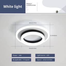 Pheashine Modern LED Round Ceiling Light White+Black 6500K 24W Indoor 20cm in White - thumbnail 5