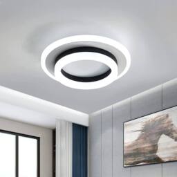 Pheashine Modern LED Round Ceiling Light White+Black 6500K 24W Indoor 20cm in White - thumbnail 1