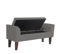 Luxury Living Boucle Ottoman Storage Bench in Grey - thumbnail 4