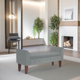 Luxury Living Boucle Ottoman Storage Bench in Grey - thumbnail 5