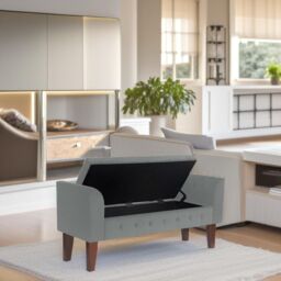 Luxury Living Boucle Ottoman Storage Bench in Grey - thumbnail 6