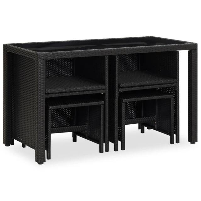 Berkfield Home Elegant 5 Piece Outdoor Dining Set with Cushions Poly Rattan Black - image 1