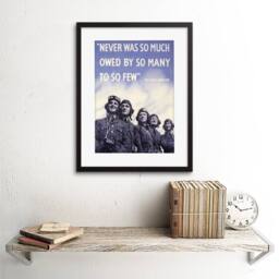 "Artery8 War WWII UK Churchill Pilot Battle Britain Quote Framed Wall Art Print in Blue - Size: W12"" x H16""" - thumbnail 2
