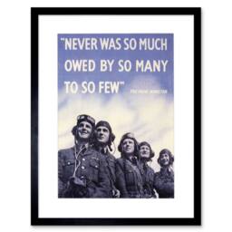 "Artery8 War WWII UK Churchill Pilot Battle Britain Quote Framed Wall Art Print in Blue - Size: W12"" x H16""" - thumbnail 1