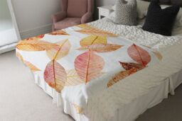 Benjamin Tate Design Autumn Toned Skeleton Leaves Blanket in Natural - Size: 120 cm x 150 cm - thumbnail 3