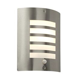 Netlighting Bianco Outdoor Wall IP44 60W Brushed Stainless Steel & Opal PIR IP44 E27 in Grey