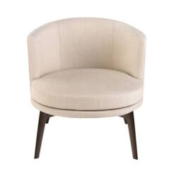 Angel Cerda Cream Fabric Armchair with Brown Metal Legs - thumbnail 2