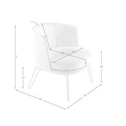 Angel Cerda Cream Fabric Armchair with Brown Metal Legs - thumbnail 7
