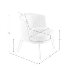Angel Cerda Cream Fabric Armchair with Brown Metal Legs - thumbnail 8