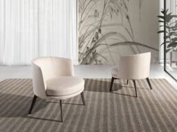 Angel Cerda Cream Fabric Armchair with Brown Metal Legs - thumbnail 3