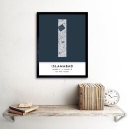 "Wee Blue Coo Wall Art Print Islamabad Pakistan City Map Modern Typography Stylish Letter Framed Word in Navy - Size: W12"" x H16""" - thumbnail 2