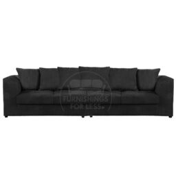 Furnishings For Less UK Luxor Long Fabric Jumbo Cord 4 Seater Sofa - Scatter Back in Black - thumbnail 1