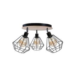 Netlighting Atwood Ceiling Spotlight Clusters Black Wood 34cm 3x E27
