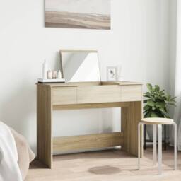 Berkfield Home Dressing Table with Mirror Sonoma Oak 100x45x76 cm in Light Tan - Size: 100 x 45 x 76 cm - thumbnail 3
