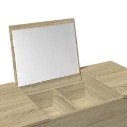 Berkfield Home Dressing Table with Mirror Sonoma Oak 100x45x76 cm in Light Tan - Size: 100 x 45 x 76 cm - thumbnail 8