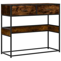 Berkfield Home Console Table Smoked Oak 90x35x80 cm Engineered Wood in Brown - Size: 90 x 35 x 80 cm - thumbnail 1