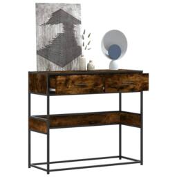 Berkfield Home Console Table Smoked Oak 90x35x80 cm Engineered Wood in Brown - Size: 90 x 35 x 80 cm - thumbnail 2
