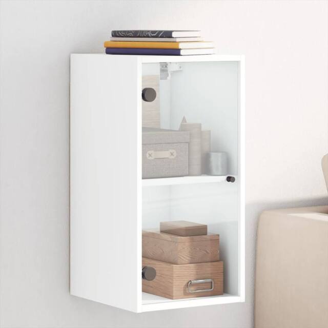 Berkfield Home Wall Cabinet with Glass Doors White 35x37x68.5 cm - image 1