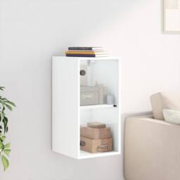Berkfield Home Wall Cabinet with Glass Doors White 35x37x68.5 cm - thumbnail 3