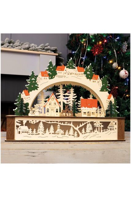 Netagon Battery Powered Wooden Festive Lighting Arch in Beige - image 1