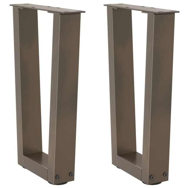 Berkfield Home Dining Table Legs V-Shape 2 pcs Natural Steel 28x(42-43.3) cm Steel in Brown - image 1