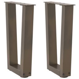 Berkfield Home Dining Table Legs V-Shape 2 pcs Natural Steel 28x(42-43.3) cm Steel in Brown - thumbnail 1