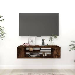 Berkfield Home Hanging TV Cabinet Smoked Oak 100x30x26.5 cm Engineered Wood in Brown - thumbnail 2