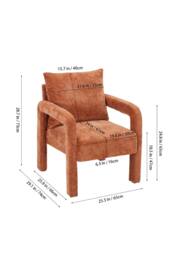 Living and Home Chenille Upholstered Accent Chair with Lumbar Pillow in Orange - thumbnail 6