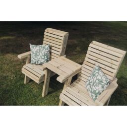 Churnet Valley Garden Furniture Ltd Ergonomical Love Seat 2 Chairs Set w/ Straight Tray - Fully Assembled in Brown - thumbnail 7